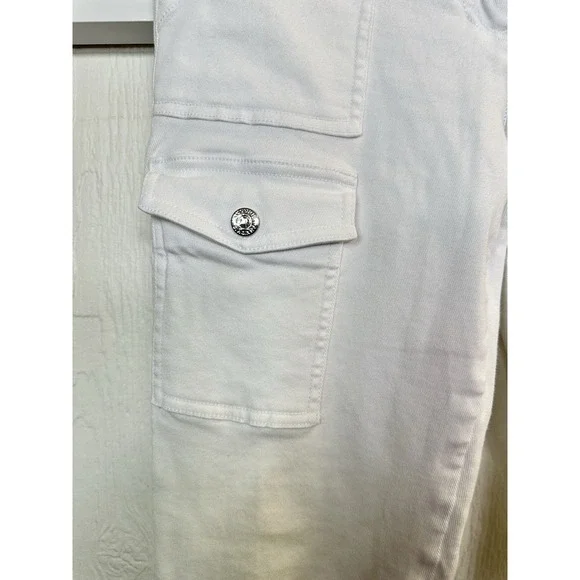 Anatomie White Denim Skinny Cargo Pants Women's Small Side/Back Pockets Snap On. - Picture 4 of 7